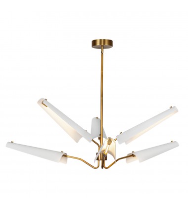  CH347646MWVB-Osorio 46-in Matte White/Vintage Brass LED Chandeliers