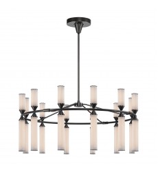  CH348038UBFR-Edwin 38-in Urban Bronze/Frosted Ribbed Glass LED Chandeliers