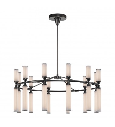  CH348038UBFR-Edwin 38-in Urban Bronze/Frosted Ribbed Glass LED Chandeliers