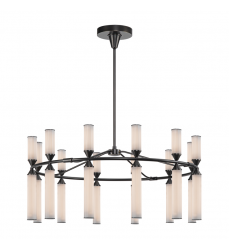 CH348038UBFR-UNV-Edwin 38-in Urban Bronze/Frosted Ribbed Glass LED Chandelier