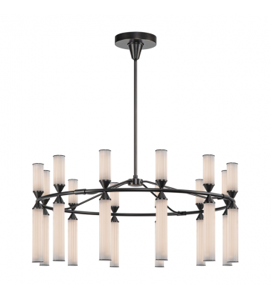CH348038UBFR-UNV-Edwin 38-in Urban Bronze/Frosted Ribbed Glass LED Chandelier