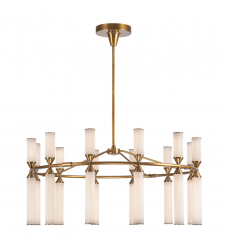 CH348038VBFR-UNV-Edwin 38-in Vintage Brass/Frosted Ribbed Glass LED Chandeliers