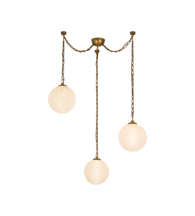 CH363103VBCDG-Petra 3 Light Brass dimmable LED Chandelier