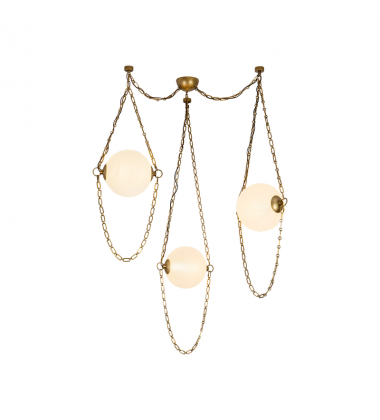 CH372103VBCDG-Petra  3 Light Brass dimmable LED Chandelier
