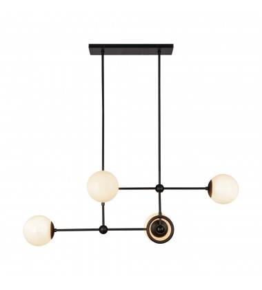 CH407342MBGO-Fiore 42-in Matte Black/Glossy Opal Glass 4 Lights Chandelier