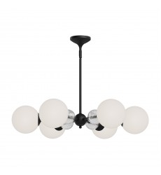 CH415330MBOP-Celia 30-in Matte Black/Opal Glass 6 Lights Chandeliers  CH415330MBOP-Celia 30-in Matte Black/Opal Glass 6 Lights Chandeliers
