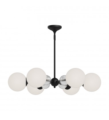  CH415330MBOP-Celia 30-in Matte Black/Opal Glass 6 Lights Chandeliers