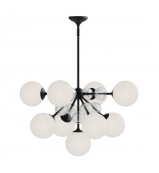 CH415331MBOP-Celia 31-in Matte Black/Opal Glass 9 Lights Chandeliers  CH415331MBOP-Celia 31-in Matte Black/Opal Glass 9 Lights Chandeliers