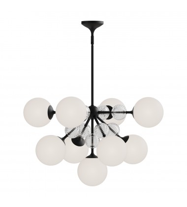 CH415331MBOP-Celia 31-in Matte Black/Opal Glass 9 Lights Chandeliers