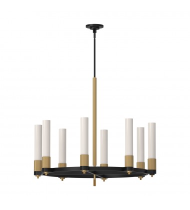  CH416108MBBG-Rue 38-in Matte Black/Brushed Gold 8 Lights Chandeliers