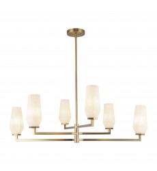 CH424135BGOP-Krysta 35-in Brushed Gold/Opal Glass 6 Lights Chandelier  CH424135BGOP-Krysta 35-in Brushed Gold/Opal Glass 6 Lights Chandelier