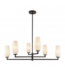 CH424135MBOP-Krysta 35-in Matte Black/Opal Glass 6 Lights Chandelier  CH424135MBOP-Krysta 35-in Matte Black/Opal Glass 6 Lights Chandelier