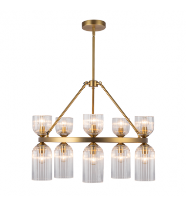CH442626BGCR-Nelly 26-in Brushed Gold/Clear Ribbed Glass Socket Chandelier CH442626BGCR-Nelly 26-in Brushed Gold/Clear Ribbed Glass Socket Chandelier
