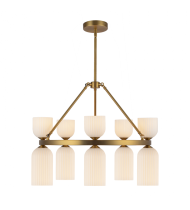 CH442626BGGR-Nelly 26-in Brushed Gold/Glossy Ribbed Opal Glass Socket Chandelier CH442626BGGR-Nelly 26-in Brushed Gold/Glossy Ribbed Opal Glass Socket Chandelier