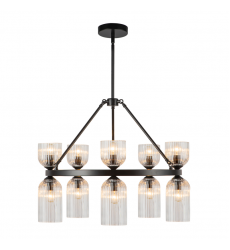 CH442626MBCR-Nelly 26-in Matte Black/Clear Ribbed Glass Socket Chandelier CH442626MBCR-Nelly 26-in Matte Black/Clear Ribbed Glass Socket Chandelier