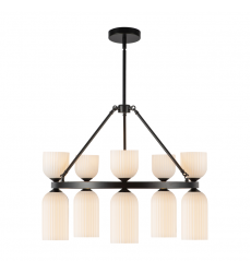 CH442626MBGR-Nelly 26-in Matte Black/Glossy Ribbed Opal Glass Socket Chandelier CH442626MBGR-Nelly 26-in Matte Black/Glossy Ribbed Opal Glass Socket Chandelier