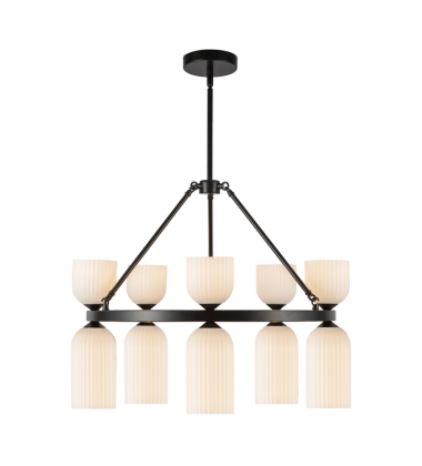 CH442626MBGR-Nelly 26-in Matte Black/Glossy Ribbed Opal Glass Socket Chandelier CH442626MBGR-Nelly 26-in Matte Black/Glossy Ribbed Opal Glass Socket Chandelier