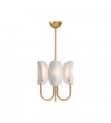 CH450715AGCW-Seno 15-in Aged Gold/White Cotton Fabric 3 Lights Chandeliers  CH450715AGCW-Seno 15-in Aged Gold/White Cotton Fabric 3 Lights Chandeliers