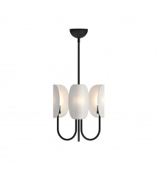 CH450715MBCW-Seno 15-in Matte Black/White Cotton Fabric 3 Lights Chandeliers  CH450715MBCW-Seno 15-in Matte Black/White Cotton Fabric 3 Lights Chandeliers