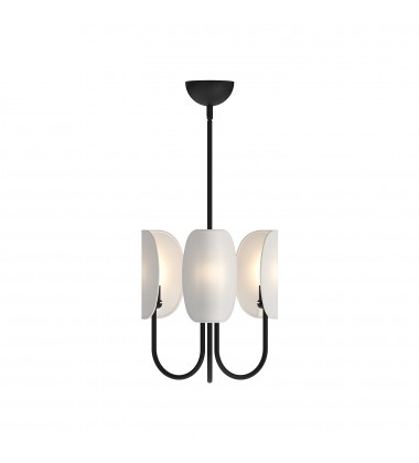 CH450715MBCW-Seno 15-in Matte Black/White Cotton Fabric 3 Lights Chandeliers  CH450715MBCW-Seno 15-in Matte Black/White Cotton Fabric 3 Lights Chandeliers