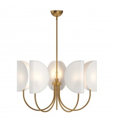 CH450732AGCW-Seno 32-in Aged Gold/White Cotton Fabric 5 Lights Chandeliers  CH450732AGCW-Seno 32-in Aged Gold/White Cotton Fabric 5 Lights Chandeliers