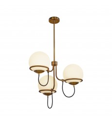  CH458323AGOP-Alba 23-in Aged Brass/Opal Glass 3 Lights Chandelier
