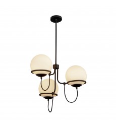  CH458323MBOP-Alba 23-in Matte Black/Opal Glass 3 Lights Chandelier