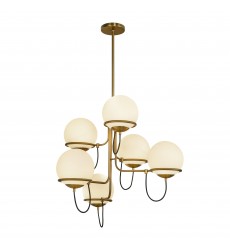  CH458632AGOP-Alba 32-in Aged Brass/Opal Glass 6 Lights Chandelier