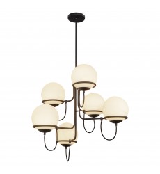  CH458632MBOP-Alba 32-in Matte Black/Opal Glass 6 Lights Chandelier