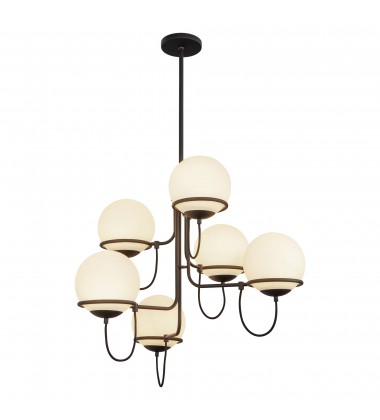  CH458632MBOP-Alba 32-in Matte Black/Opal Glass 6 Lights Chandelier