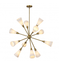 CH462039BGGR-Cosmo 39-in Brushed Gold/Glossy Ribbed Opal Glass Socket Chandelier CH462039BGGR-Cosmo 39-in Brushed Gold/Glossy Ribbed Opal Glass Socket Chandelier