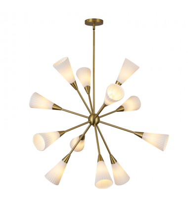 CH462039BGGR-Cosmo 39-in Brushed Gold/Glossy Ribbed Opal Glass Socket Chandelier CH462039BGGR-Cosmo 39-in Brushed Gold/Glossy Ribbed Opal Glass Socket Chandelier