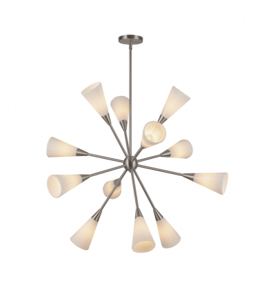 CH462039BNGR-Cosmo 39-in Brushed Nickel/Glossy Ribbed Opal Glass Socket Chandelier CH462039BNGR-Cosmo 39-in Brushed Nickel/Glossy Ribbed Opal Glass Socket Chandelier