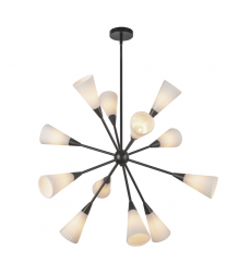 CH462039MBGR-Cosmo 39-in Matte Black/Glossy Ribbed Opal Glass Socket Chandelier CH462039MBGR-Cosmo 39-in Matte Black/Glossy Ribbed Opal Glass Socket Chandelier