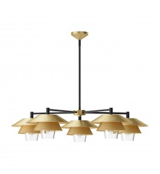 CH475138BGCL-Tetsu 38-in Brushed Gold/Clear Glass 5 Lights Chandeliers  CH475138BGCL-Tetsu 38-in Brushed Gold/Clear Glass 5 Lights Chandeliers