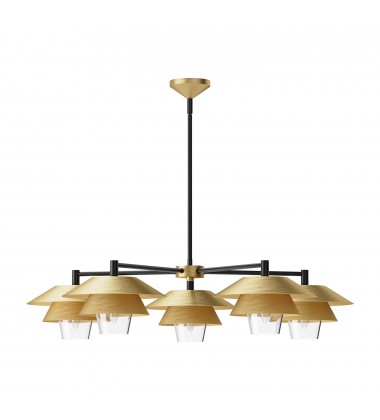 CH475138BGCL-Tetsu 38-in Brushed Gold/Clear Glass 5 Lights Chandeliers  CH475138BGCL-Tetsu 38-in Brushed Gold/Clear Glass 5 Lights Chandeliers