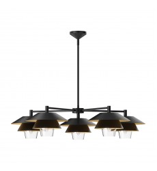 CH475138MBCL-Tetsu 38-in Matte Black/Clear Glass 5 Lights Chandeliers  CH475138MBCL-Tetsu 38-in Matte Black/Clear Glass 5 Lights Chandeliers