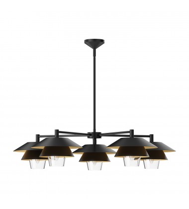 CH475138MBCL-Tetsu 38-in Matte Black/Clear Glass 5 Lights Chandeliers  CH475138MBCL-Tetsu 38-in Matte Black/Clear Glass 5 Lights Chandeliers