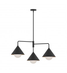 CH485245MBOP-Remy 38-in Matte Black/Opal Glass 3 Lights Chandeliers  CH485245MBOP-Remy 38-in Matte Black/Opal Glass 3 Lights Chandeliers