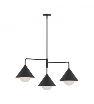 CH485245MBOP-Remy 38-in Matte Black/Opal Glass 3 Lights Chandeliers  CH485245MBOP-Remy 38-in Matte Black/Opal Glass 3 Lights Chandeliers