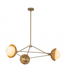  CH490340BGOP-Perth 40-in Brushed Gold/Opal Glass 3 Lights Chandelier