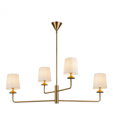 CH497445BGWL-Bridgette 45-in Brushed Gold/White Linen Socket Chandelier