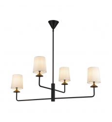 CH497445MBWL-Bridgette 45-in Matte Black/White Linen Socket Chandelier CH497445MBWL-Bridgette 45-in Matte Black/White Linen Socket Chandelier