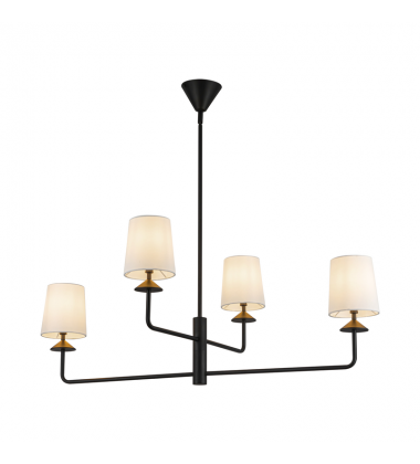CH497445MBWL-Bridgette 45-in Matte Black/White Linen Socket Chandelier