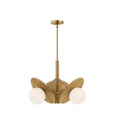 CH501322BGOP-Plume 21-in Brushed Gold/Opal Glass 3 Lights Chandeliers  CH501322BGOP-Plume 21-in Brushed Gold/Opal Glass 3 Lights Chandeliers