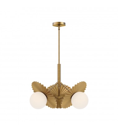 CH501322BGOP-Plume 21-in Brushed Gold/Opal Glass 3 Lights Chandeliers  CH501322BGOP-Plume 21-in Brushed Gold/Opal Glass 3 Lights Chandeliers