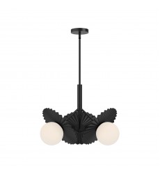 CH501322MBOP-Plume 21-in Matte Black/Opal Glass 3 Lights Chandeliers  CH501322MBOP-Plume 21-in Matte Black/Opal Glass 3 Lights Chandeliers