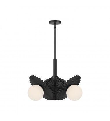 CH501322MBOP-Plume 21-in Matte Black/Opal Glass 3 Lights Chandeliers  CH501322MBOP-Plume 21-in Matte Black/Opal Glass 3 Lights Chandeliers