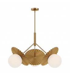CH501334BGOP-Plume 34-in Brushed Gold/Opal Glass 3 Lights Chandeliers  CH501334BGOP-Plume 34-in Brushed Gold/Opal Glass 3 Lights Chandeliers