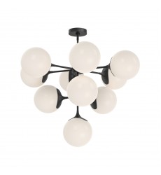 CH505335MBOP-Nouveau 35-in Matte Black/Opal Matte Glass 10 Lights Chandeliers  CH505335MBOP-Nouveau 35-in Matte Black/Opal Matte Glass 10 Lights Chandeliers